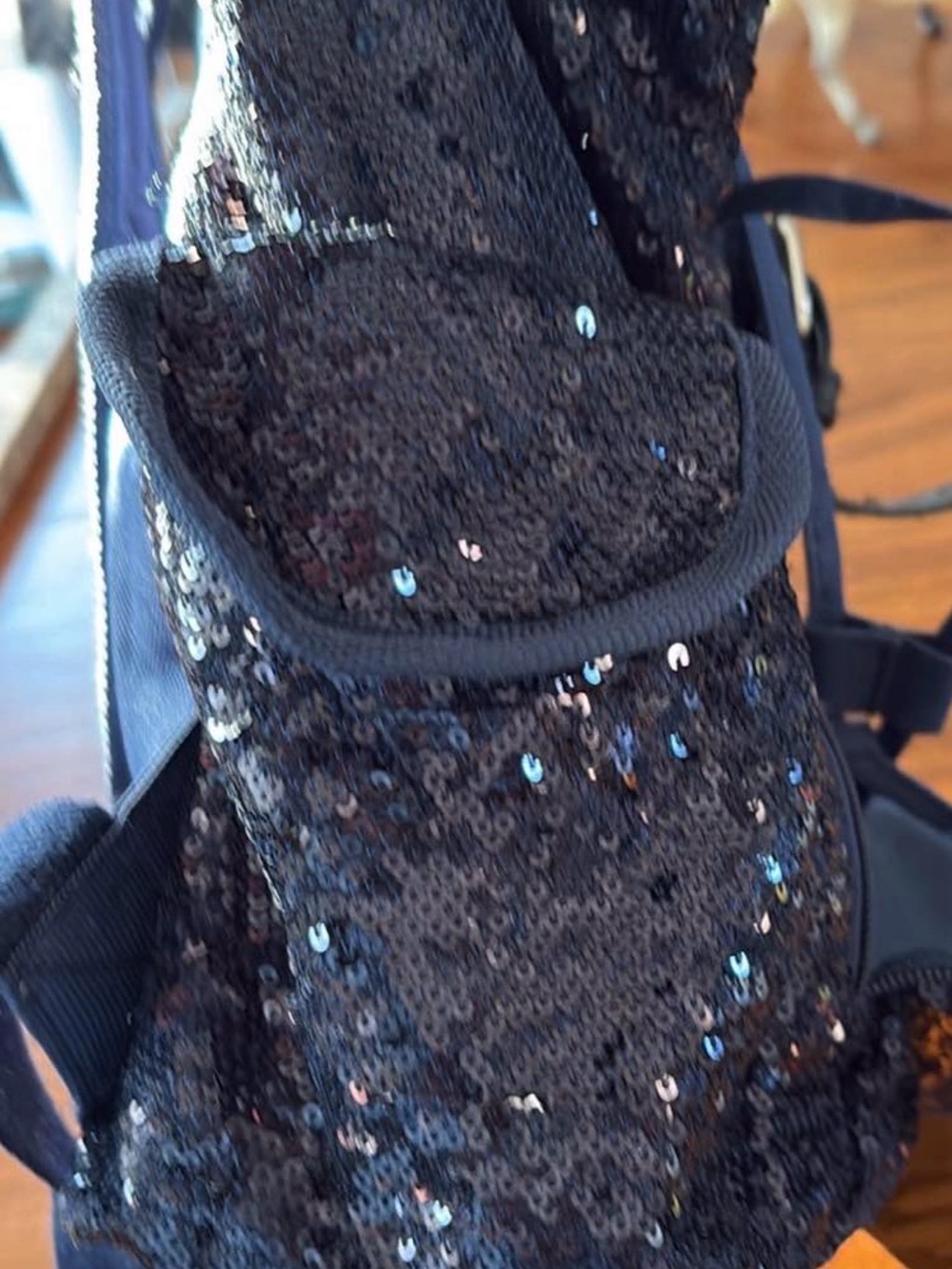Navy Sequin Drawstring Backpack - Picture 5 of 6